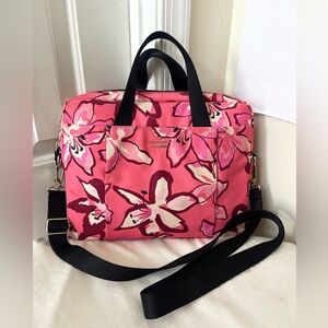 kate spade Pink Floral Laptop Bag with Storybook Lining EUC
